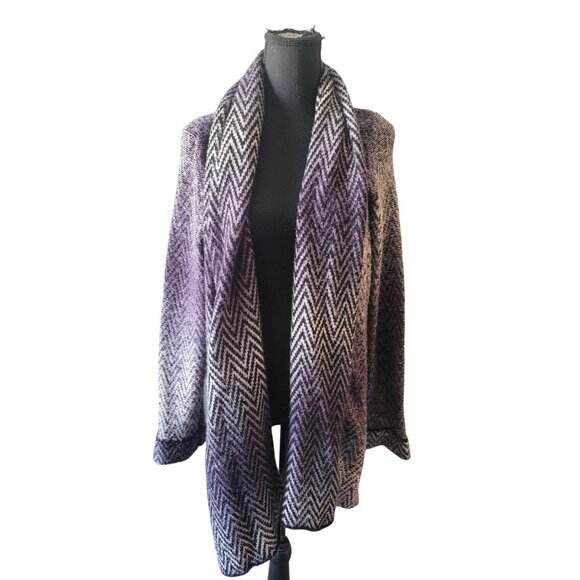 Beatrix Mohair Long Sleeve Diamond Pattern Purple Cardigan Size M Office Wear - Picture 1 of 9